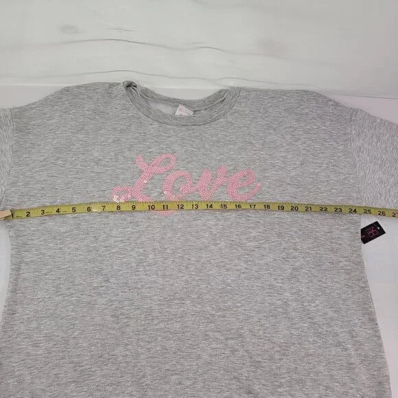 No Boundaries LOVE Sequin Women’s Pullover Sweatshirt – Size Large or 2XL - Picture 7 of 16